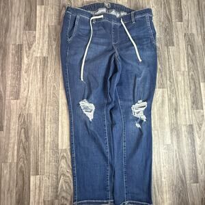 Torrid Feel The Fit 2R Distressed Jogger Jeans Blue Elastic Waist Denim Pants